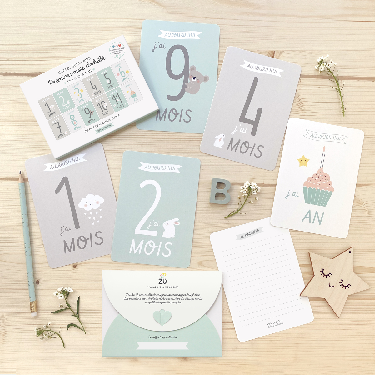 Kit premiers mois de bébé (12 cartes)