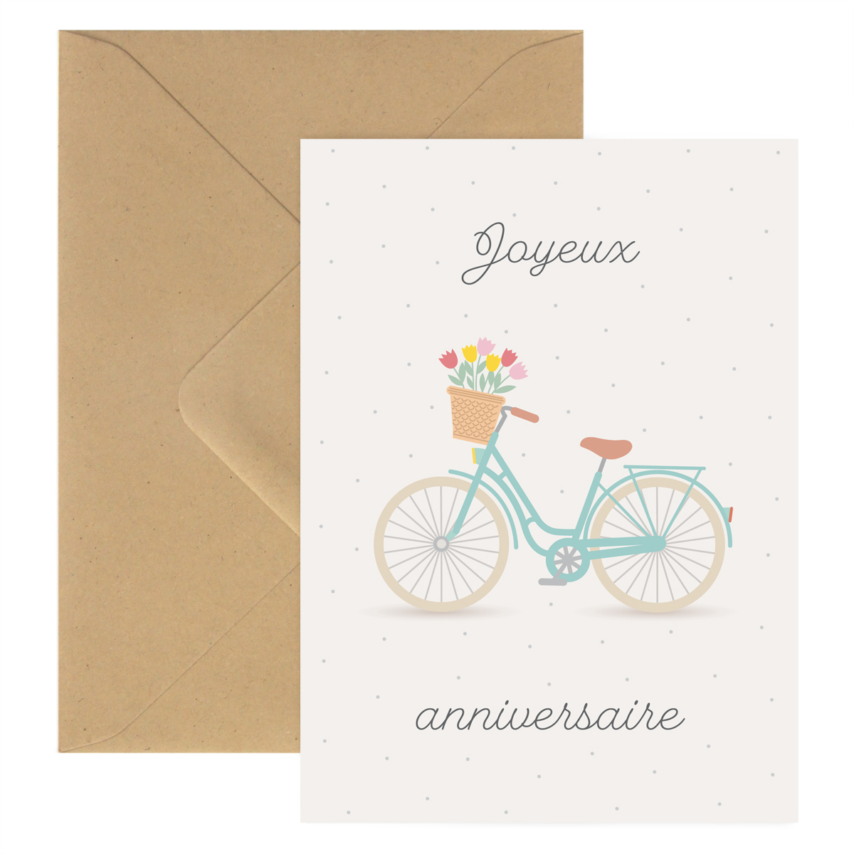 Birthday Card Bike Card Pastel Color Card Retro Bike Zu